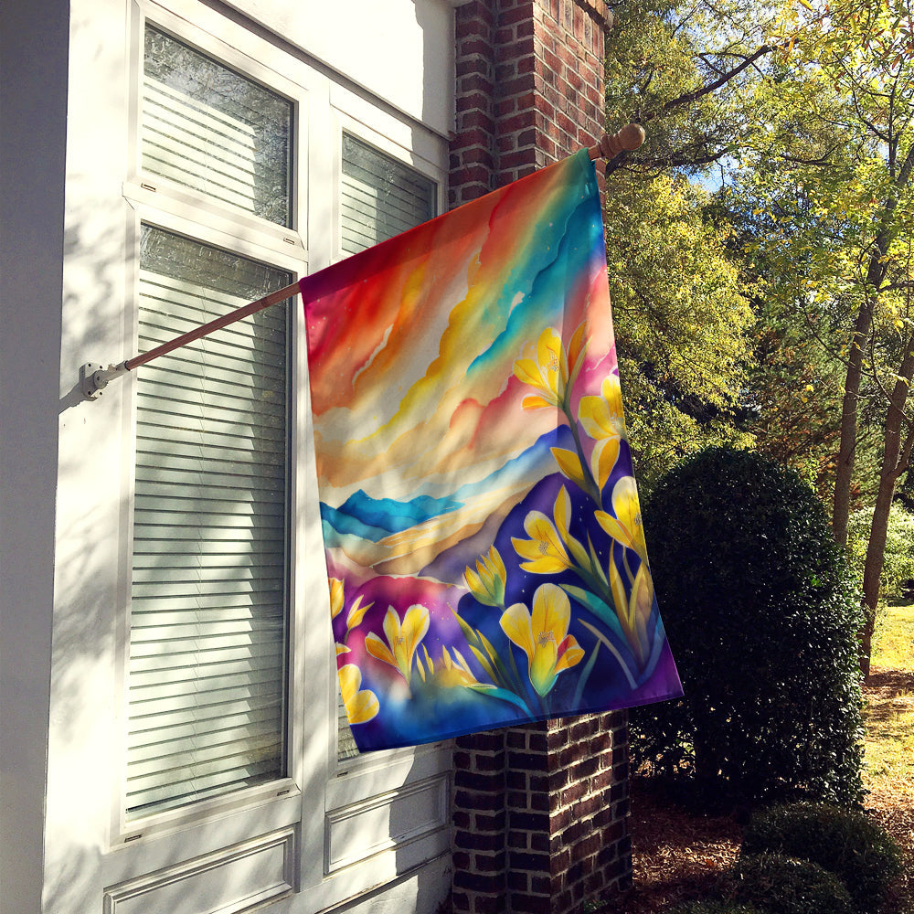 Freesia in Color House Flag 28x40 Porch Sleeve Pole Decorative Outside Yard Banner Artwork Wall Hanging, Polyester