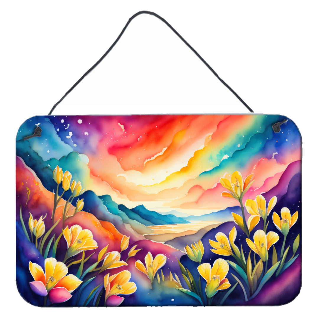 Freesia in Color Wall or Door Hanging Prints Aluminum Metal Sign Kitchen Wall Bar Bathroom Plaque Home Decor, 8HX12W, Multicolor