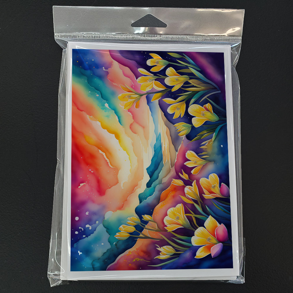Freesia in Color Greeting Cards Pack of 8 Blank Cards with Envelopes Whimsical A7 Size 5x7