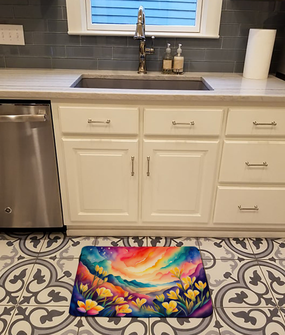 Freesia in Color Memory Foam Kitchen Mat Machine Washable Anti-Fatigue Cushion Comfort Bath or Kitchen Rug