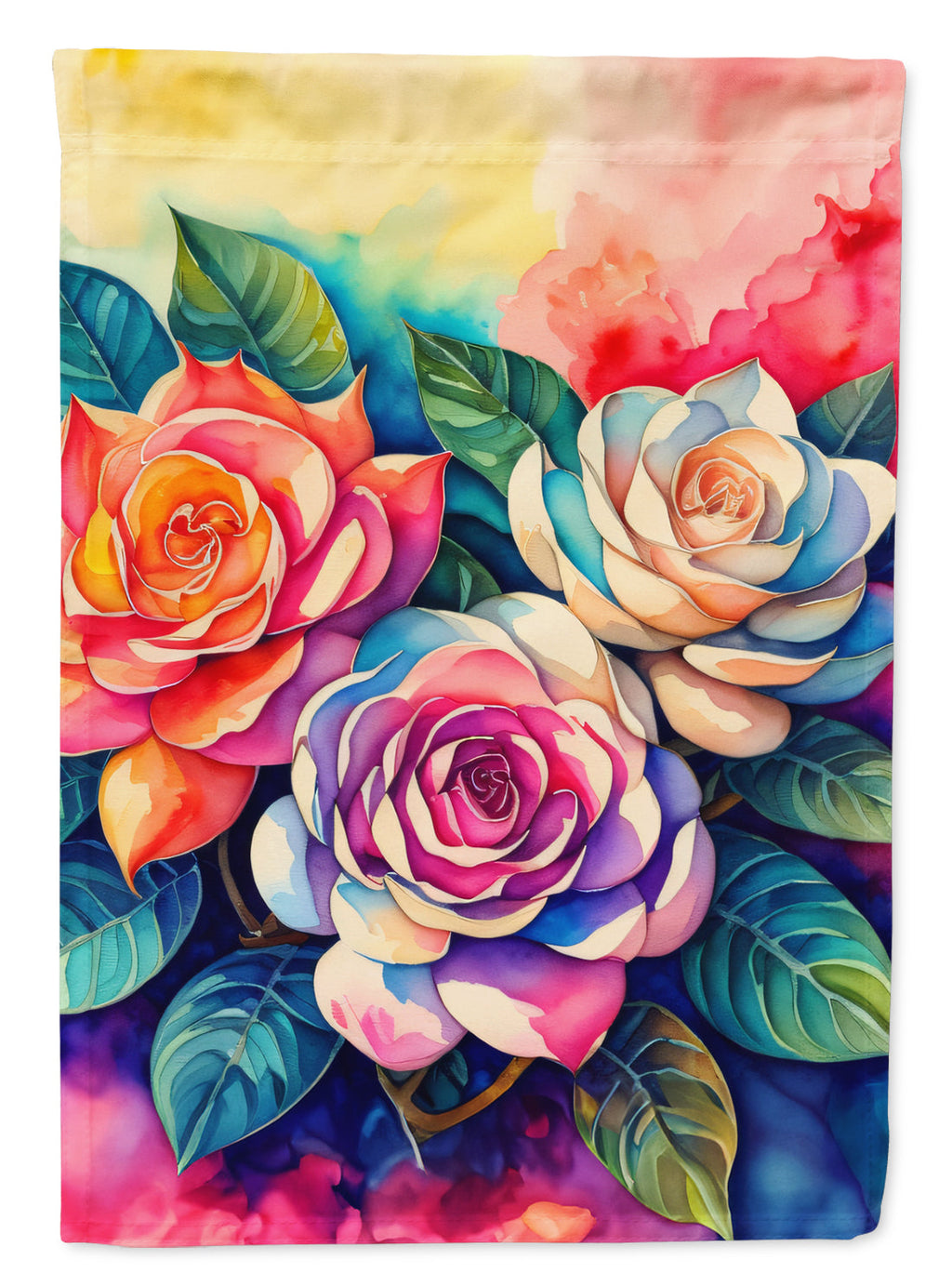 Gardenias in Color House Flag 28x40 Porch Sleeve Pole Decorative Outside Yard Banner Artwork Wall Hanging, Polyester
