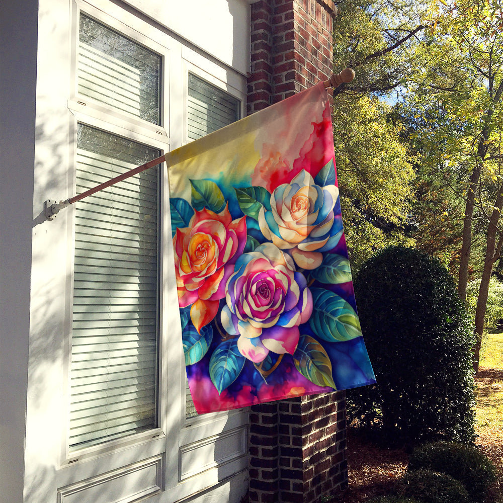 Gardenias in Color House Flag 28x40 Porch Sleeve Pole Decorative Outside Yard Banner Artwork Wall Hanging, Polyester