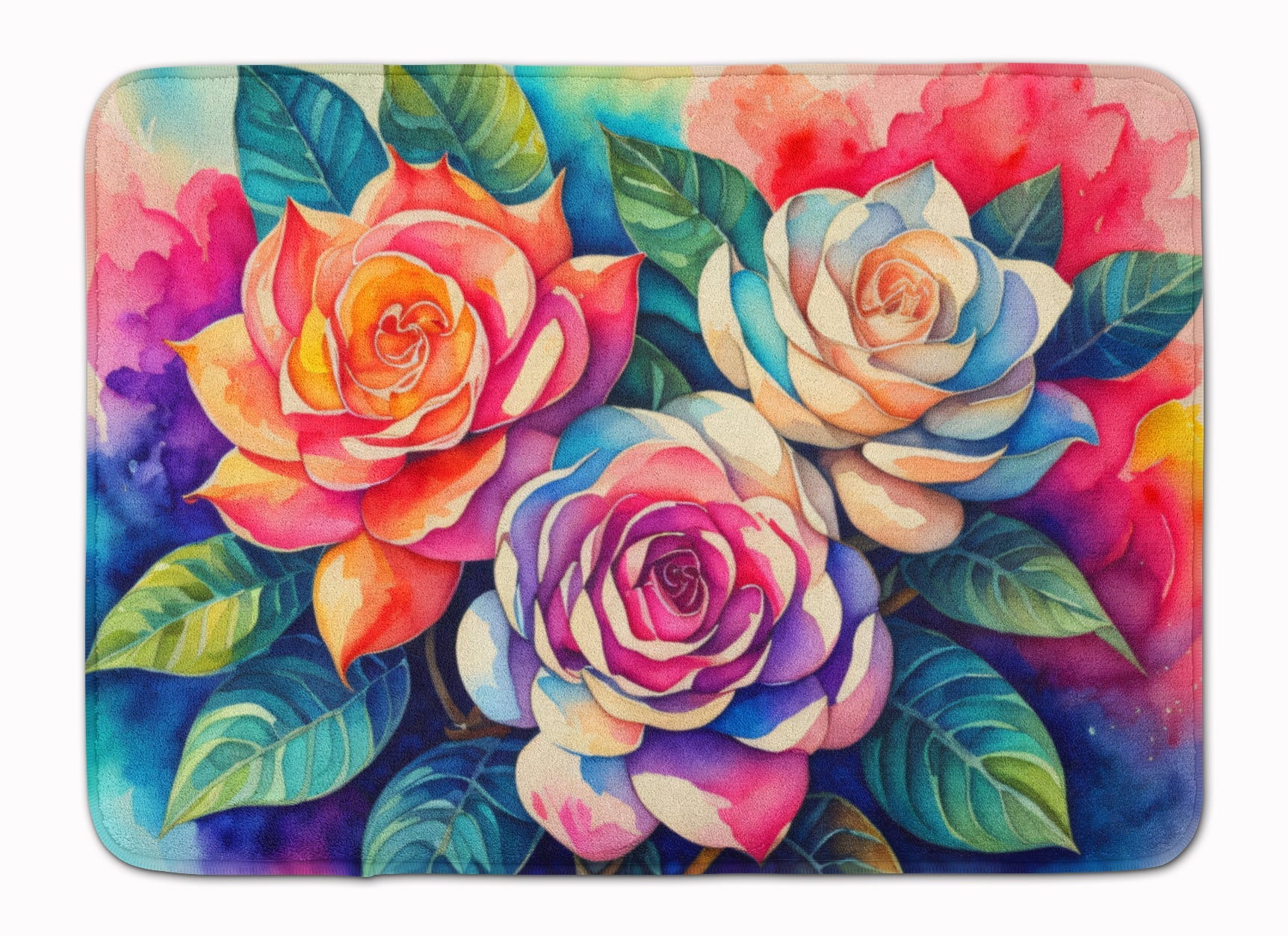 Gardenias in Color Memory Foam Kitchen Mat Machine Washable Anti-Fatigue Cushion Comfort Bath or Kitchen Rug