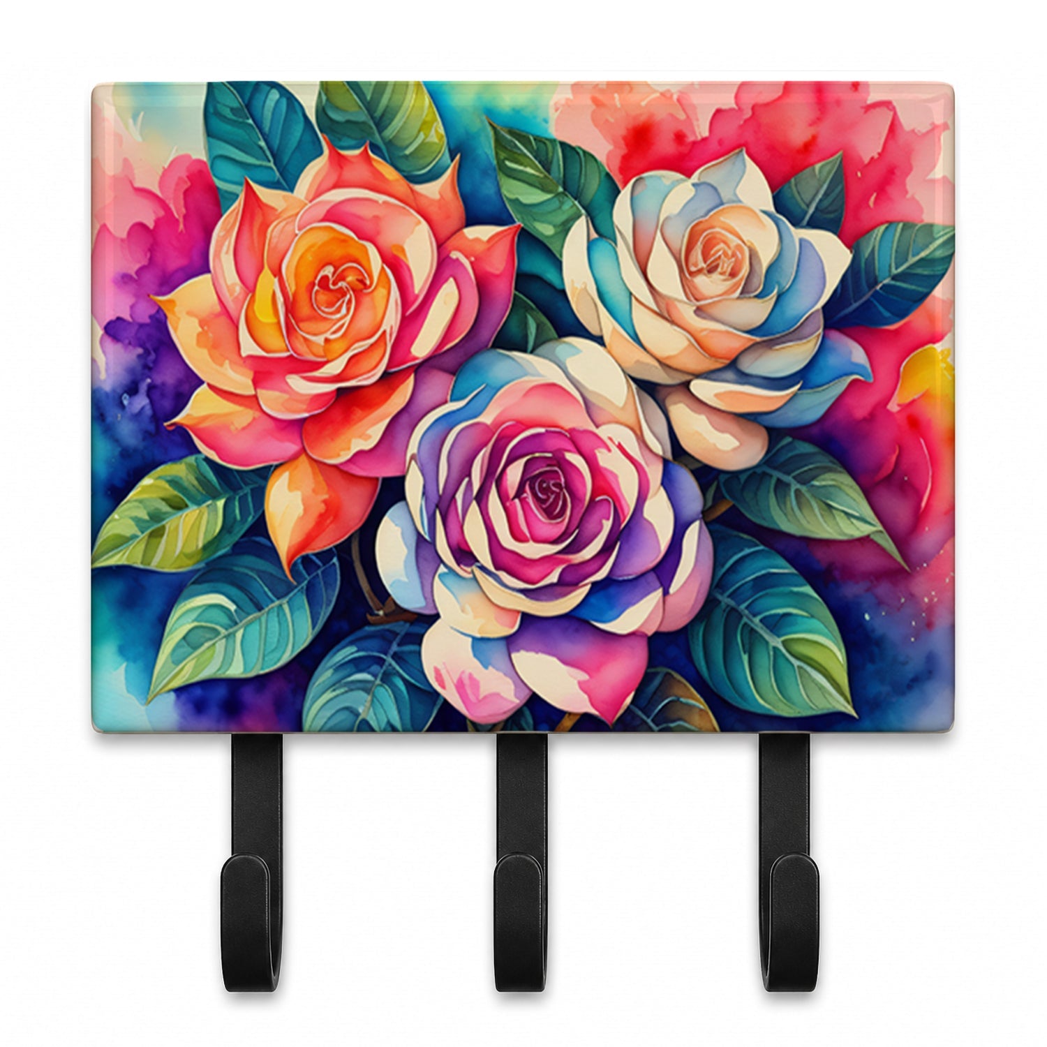 Gardenias in Color Leash or Key Holder Wall Hooks, Coat Rack Wall Mount, for Hanging Keys, Towels, Aprons, Leashes