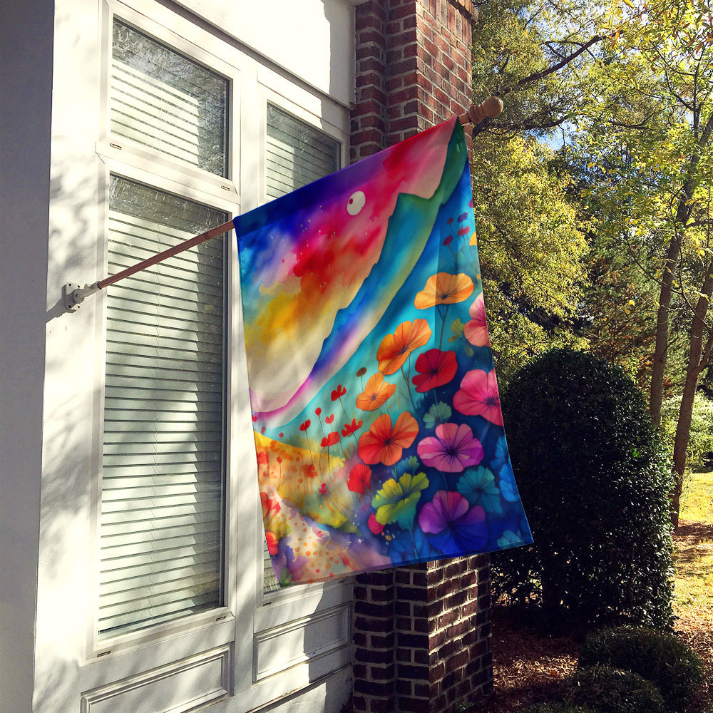 Geraniums in Color House Flag 28x40 Porch Sleeve Pole Decorative Outside Yard Banner Artwork Wall Hanging, Polyester