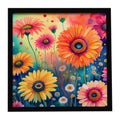 Gerbera Daisies in Color Framed Metal Print Bathroom, Kitchen, Office, Home Decor Wall Art Ready to Hang, Square, 8X8
