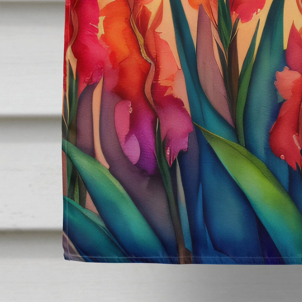 Gladiolus in Color House Flag 28x40 Porch Sleeve Pole Decorative Outside Yard Banner Artwork Wall Hanging, Polyester
