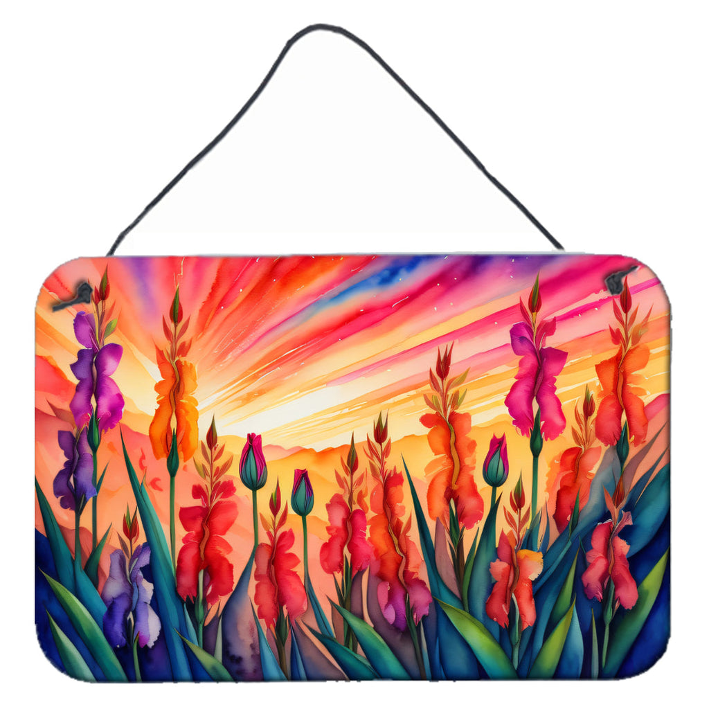 Gladiolus in Color Wall or Door Hanging Prints Aluminum Metal Sign Kitchen Wall Bar Bathroom Plaque Home Decor, 8HX12W, Multicolor