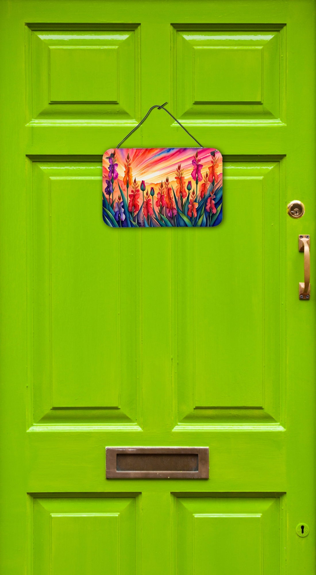 Gladiolus in Color Wall or Door Hanging Prints Aluminum Metal Sign Kitchen Wall Bar Bathroom Plaque Home Decor, 8HX12W, Multicolor