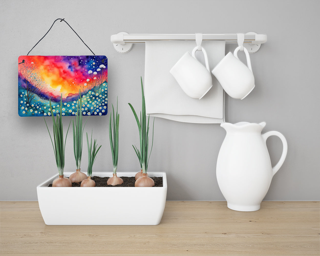 Gypsophila in Color Wall or Door Hanging Prints Aluminum Metal Sign Kitchen Wall Bar Bathroom Plaque Home Decor, 8HX12W, Multicolor