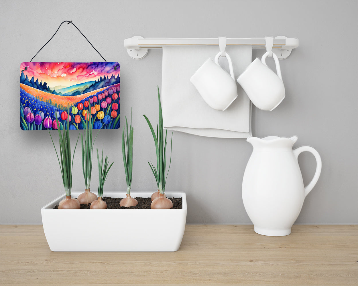 Hyacinths in Color Wall or Door Hanging Prints Aluminum Metal Sign Kitchen Wall Bar Bathroom Plaque Home Decor, 8HX12W, Multicolor