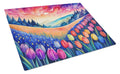 Hyacinths in Color Cutting Board Tempered Glass Kitchen Cutting Surface, Heat Resistant Chopping, Non-Slip Feet, Food Prep & Serving