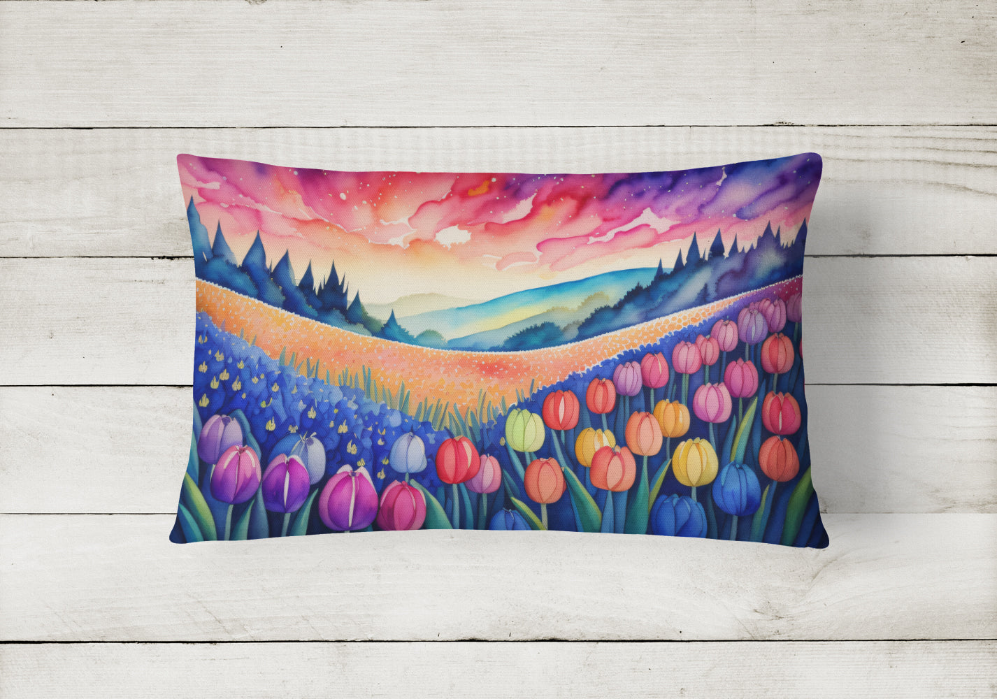 Hyacinths in Color Decorative Throw Pillow 12x16 Indoor Outdoor Accent Cushion, Fabric Cover with Insert for Sofa, Bed, Porch & Living Room
