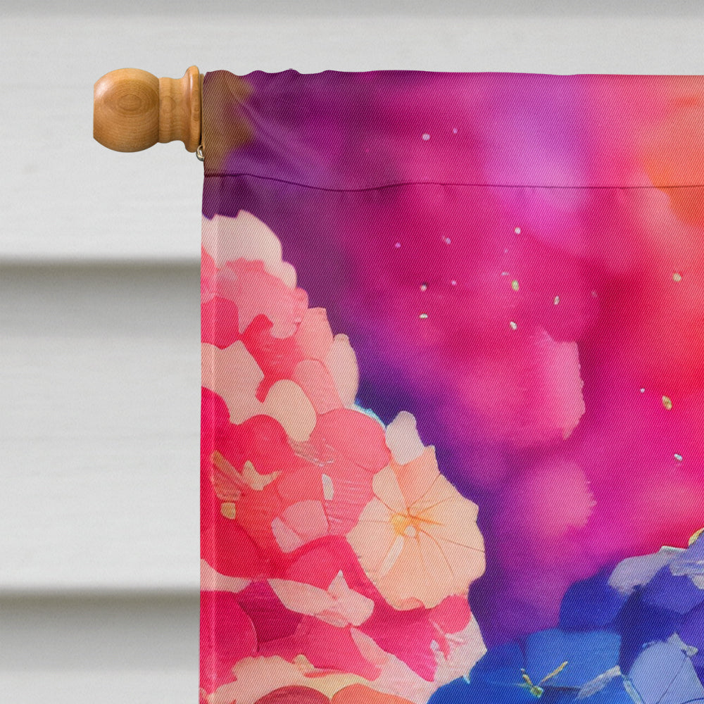 Hydrangeas in Color House Flag 28x40 Porch Sleeve Pole Decorative Outside Yard Banner Artwork Wall Hanging, Polyester