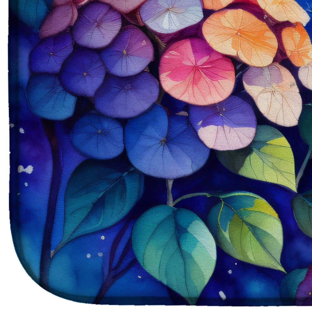 Hydrangeas in Color Dish Drying Mat Absorbent Dish Drying Mat Pad for Kitchen Counter Dish Drainer Mat for Countertop, 14 x 21", Multicolor