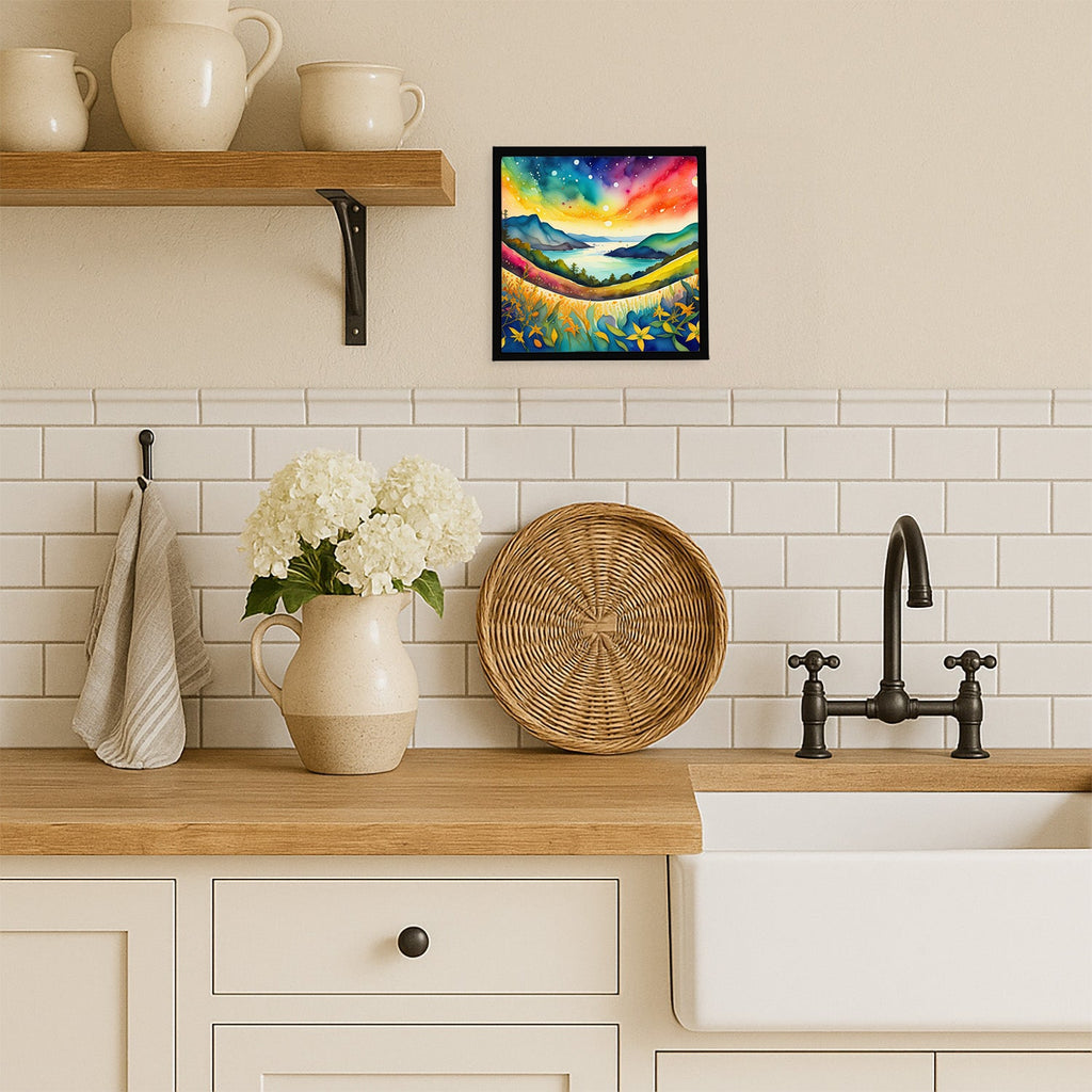Hypericum or St. John’s Wort in Color Framed Metal Print Bathroom, Kitchen, Office, Home Decor Wall Art Ready to Hang, Square, 8X8