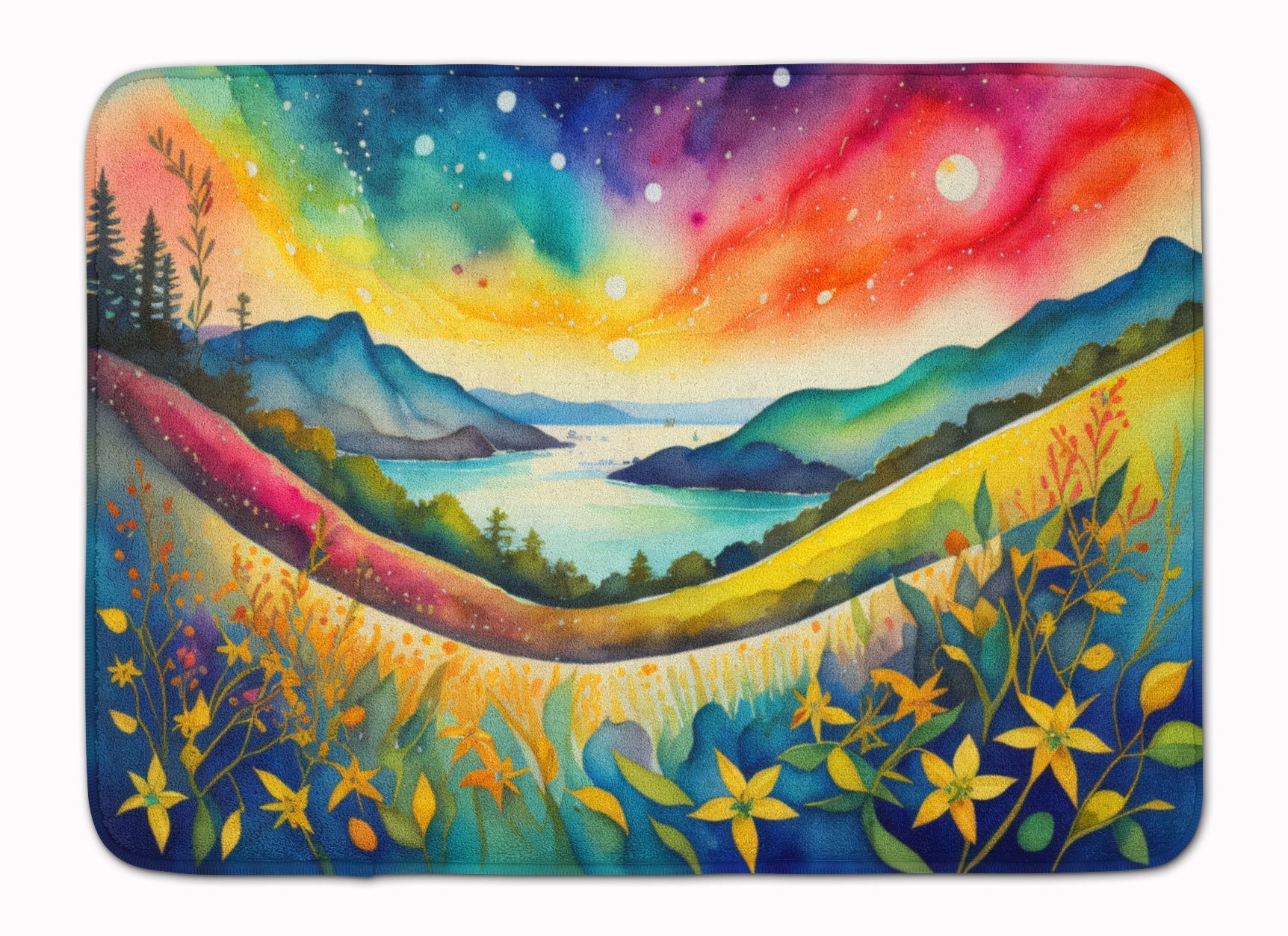 Hypericum or St. John’s Wort in Color Memory Foam Kitchen Mat Machine Washable Anti-Fatigue Cushion Comfort Bath or Kitchen Rug