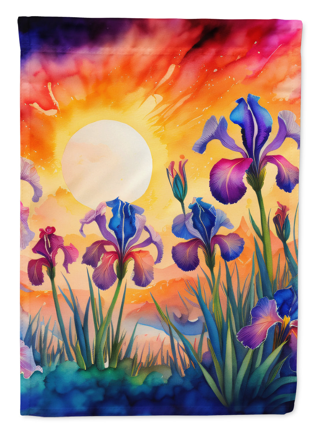 Iris in Color House Flag 28x40 Porch Sleeve Pole Decorative Outside Yard Banner Artwork Wall Hanging, Polyester