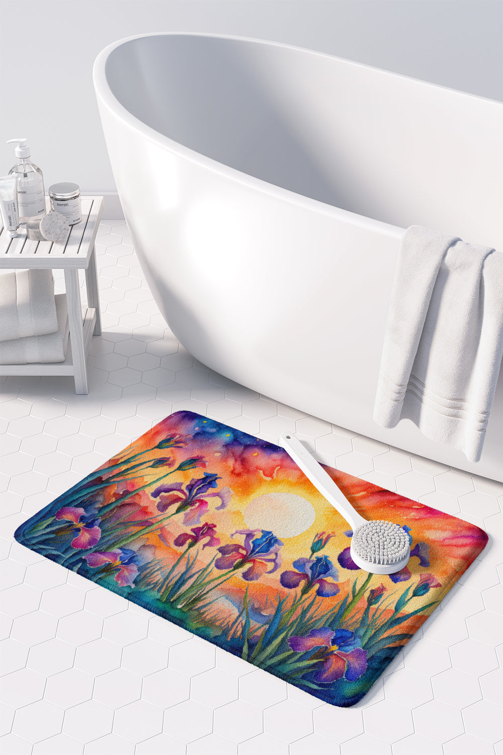 Iris in Color Memory Foam Kitchen Mat Machine Washable Anti-Fatigue Cushion Comfort Bath or Kitchen Rug