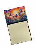 Iris in Color Watercolor Sticky Note Holder Refillable Dispenser Desk Accessory 3x3 Pad Gift
