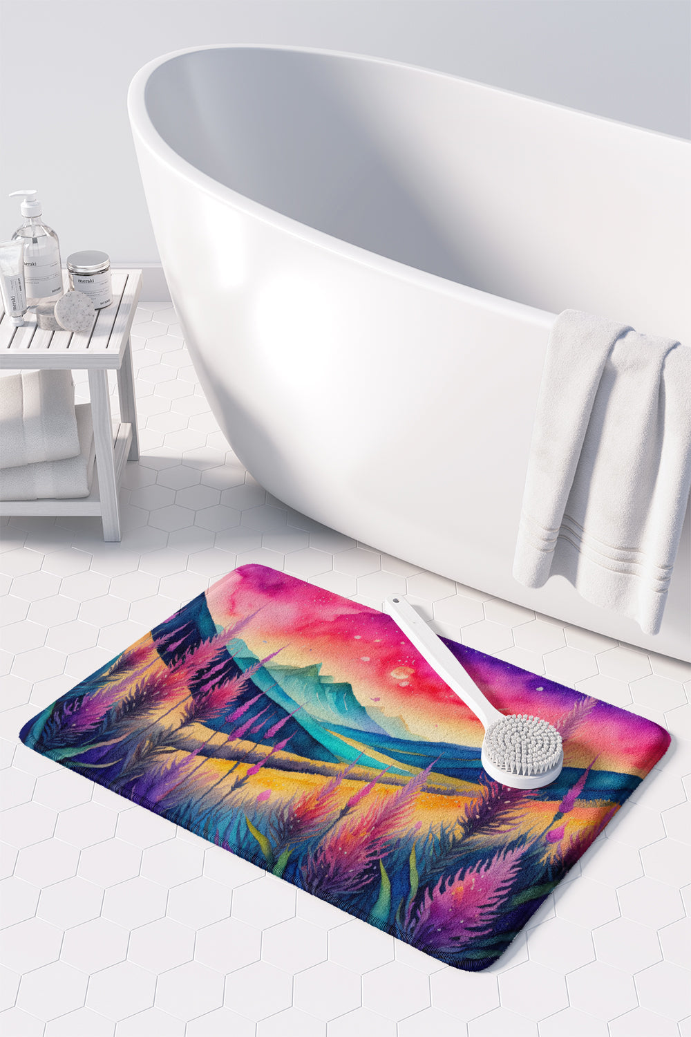 Liatris in Color Memory Foam Kitchen Mat Machine Washable Anti-Fatigue Cushion Comfort Bath or Kitchen Rug