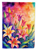 Lilies in Color House Flag 28x40 Porch Sleeve Pole Decorative Outside Yard Banner Artwork Wall Hanging, Polyester
