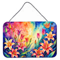 Lilies in Color Wall or Door Hanging Prints Aluminum Metal Sign Kitchen Wall Bar Bathroom Plaque Home Decor, 8HX12W, Multicolor