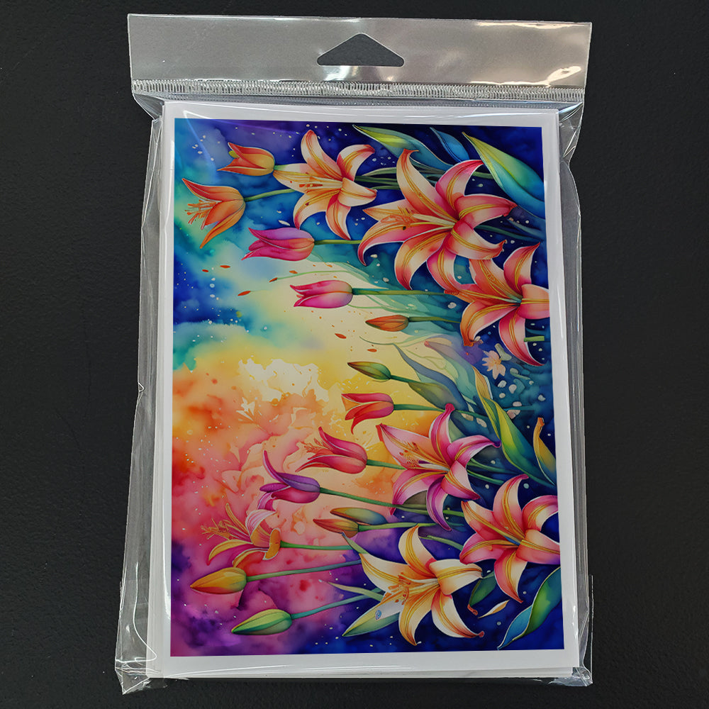Lilies in Color Greeting Cards Pack of 8 Blank Cards with Envelopes Whimsical A7 Size 5x7