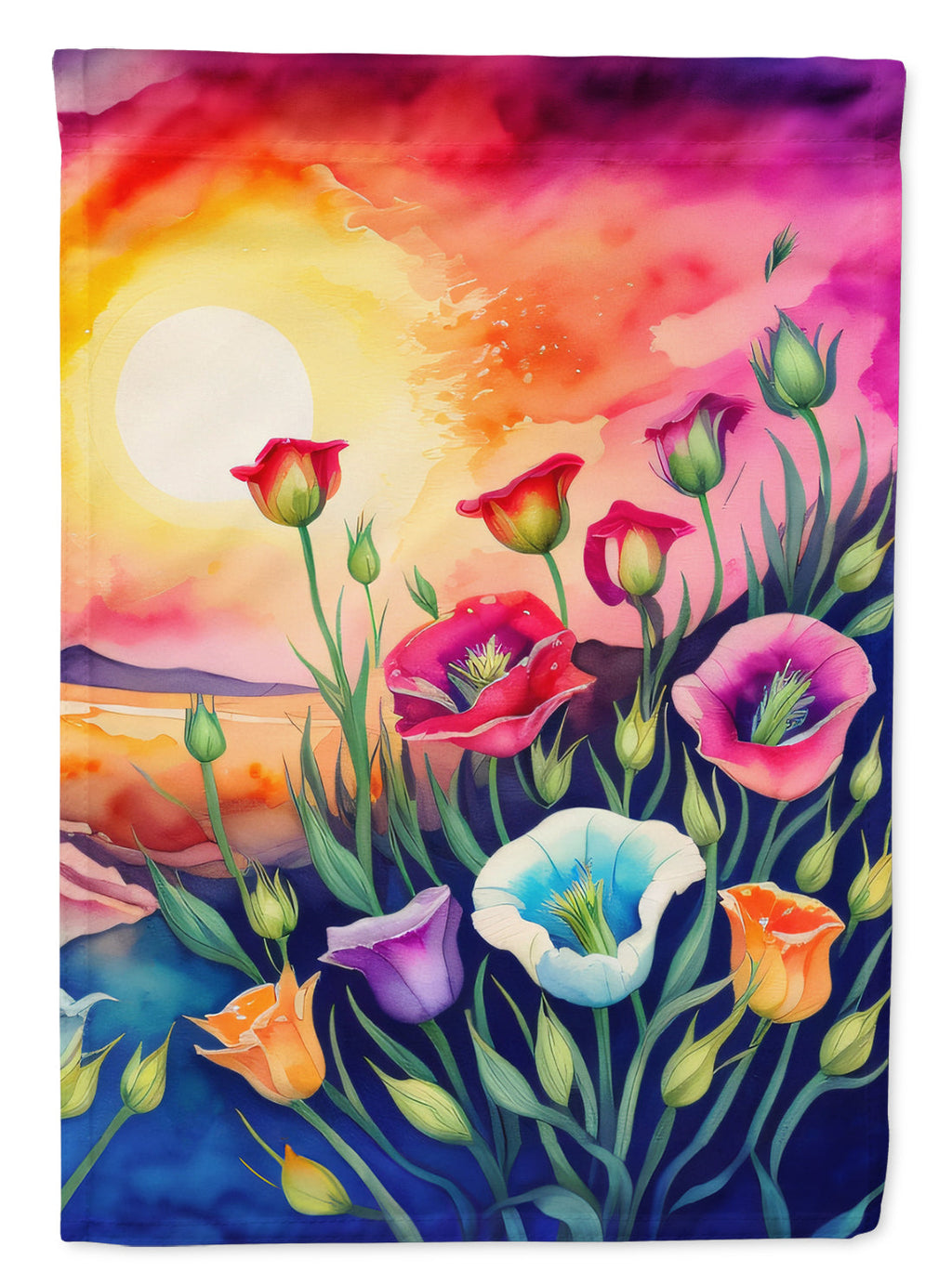 Lisianthus in Color House Flag 28x40 Porch Sleeve Pole Decorative Outside Yard Banner Artwork Wall Hanging, Polyester