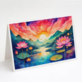 Lotus in Color Greeting Cards Pack of 8 Blank Cards with Envelopes Whimsical A7 Size 5x7