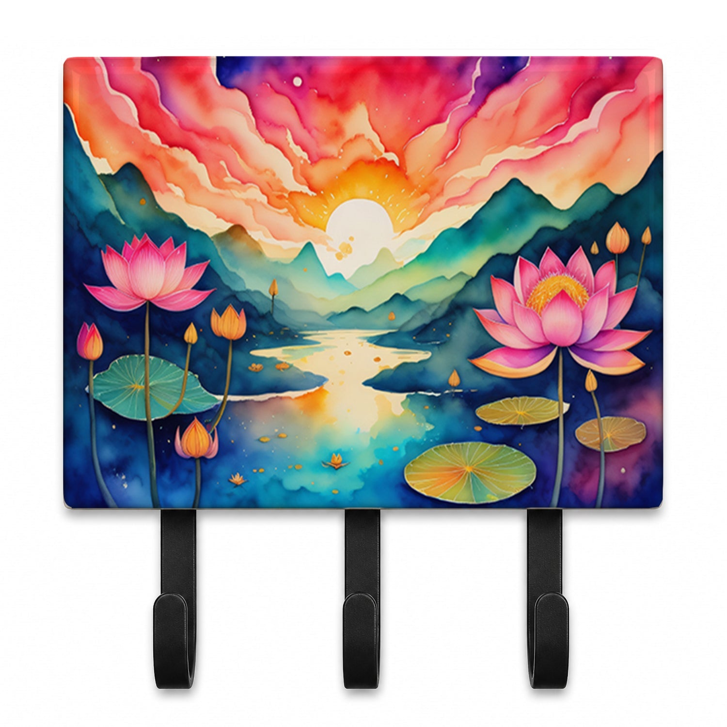 Lotus in Color Leash or Key Holder Wall Hooks, Coat Rack Wall Mount, for Hanging Keys, Towels, Aprons, Leashes