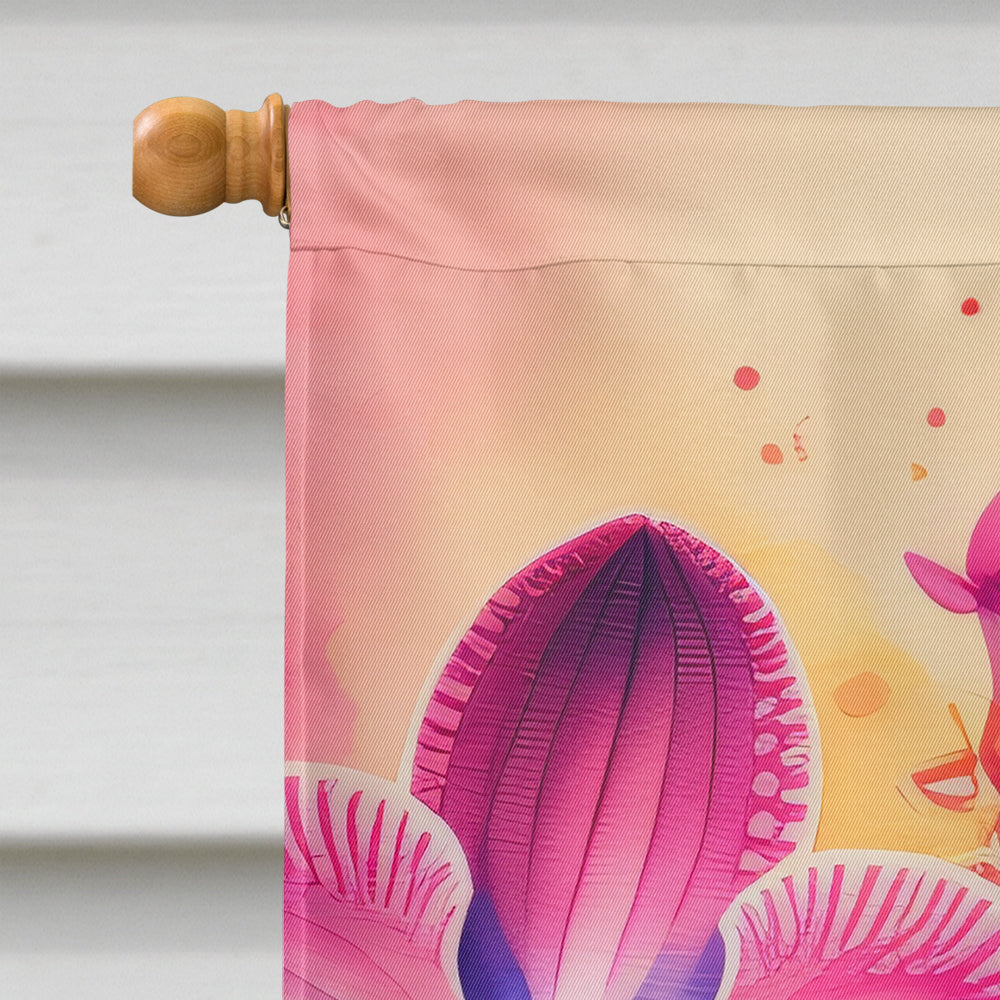 Orchids in Color House Flag 28x40 Porch Sleeve Pole Decorative Outside Yard Banner Artwork Wall Hanging, Polyester