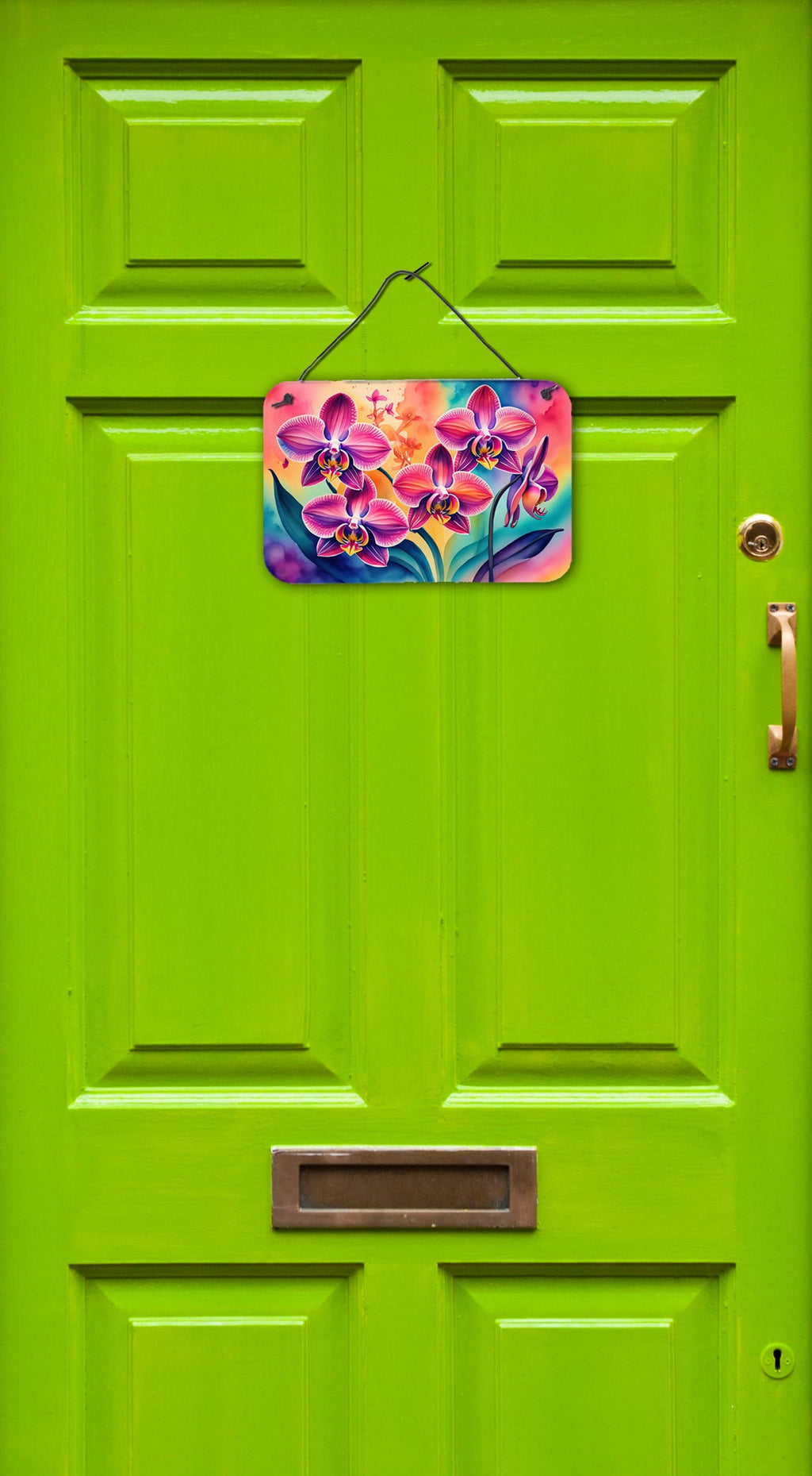 Orchids in Color Wall or Door Hanging Prints Aluminum Metal Sign Kitchen Wall Bar Bathroom Plaque Home Decor, 8HX12W, Multicolor