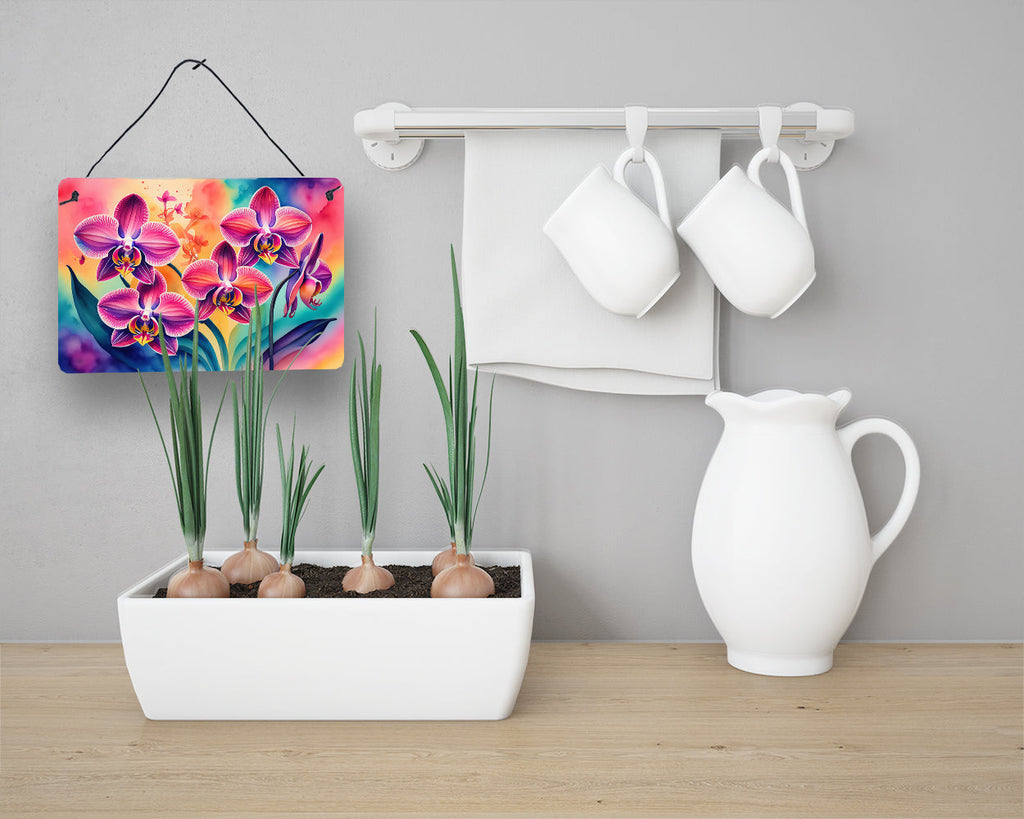 Orchids in Color Wall or Door Hanging Prints Aluminum Metal Sign Kitchen Wall Bar Bathroom Plaque Home Decor, 8HX12W, Multicolor
