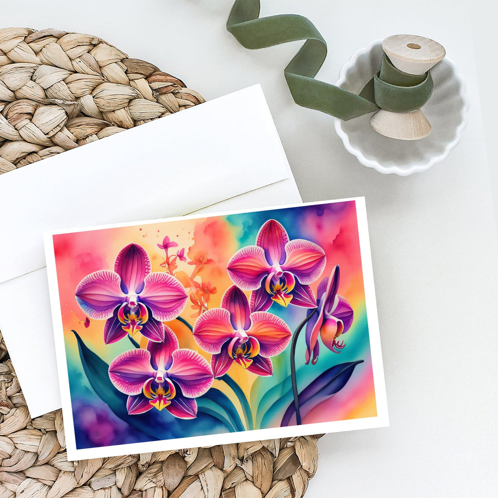Orchids in Color Greeting Cards Pack of 8 Blank Cards with Envelopes Whimsical A7 Size 5x7