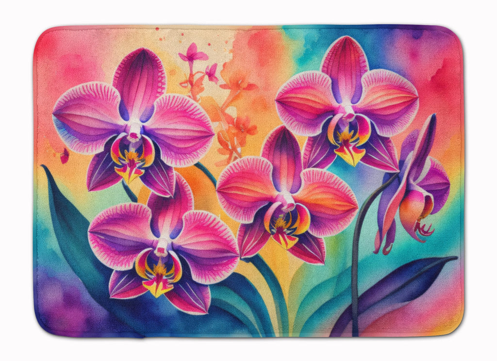 Orchids in Color Memory Foam Kitchen Mat Machine Washable Anti-Fatigue Cushion Comfort Bath or Kitchen Rug