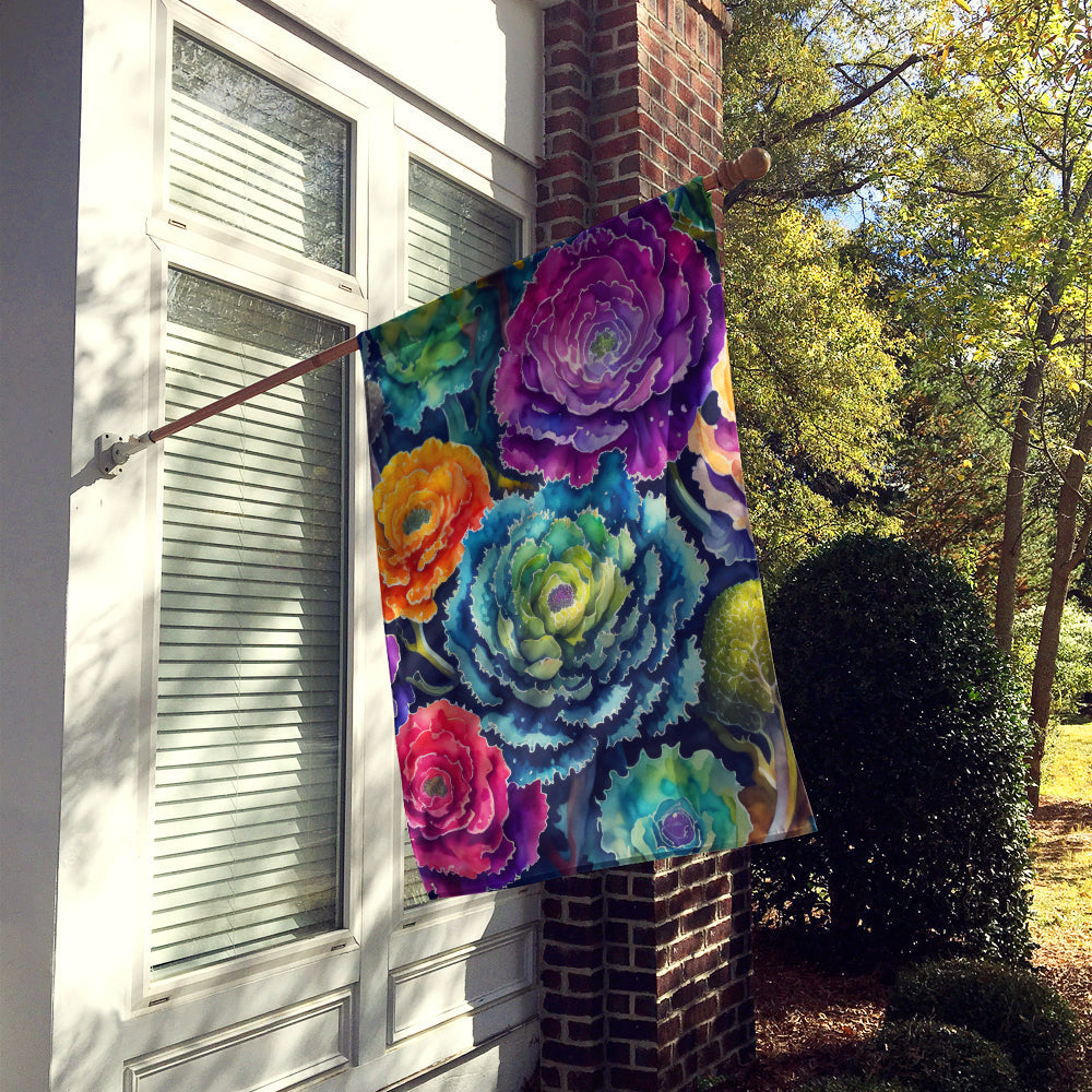 Ornamental Kale in Color House Flag 28x40 Porch Sleeve Pole Decorative Outside Yard Banner Artwork Wall Hanging, Polyester