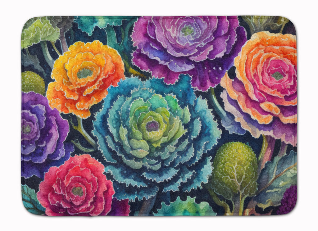 Ornamental Kale in Color Memory Foam Kitchen Mat Machine Washable Anti-Fatigue Cushion Comfort Bath or Kitchen Rug