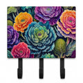 Ornamental Kale in Color Leash or Key Holder Wall Hooks, Coat Rack Wall Mount, for Hanging Keys, Towels, Aprons, Leashes