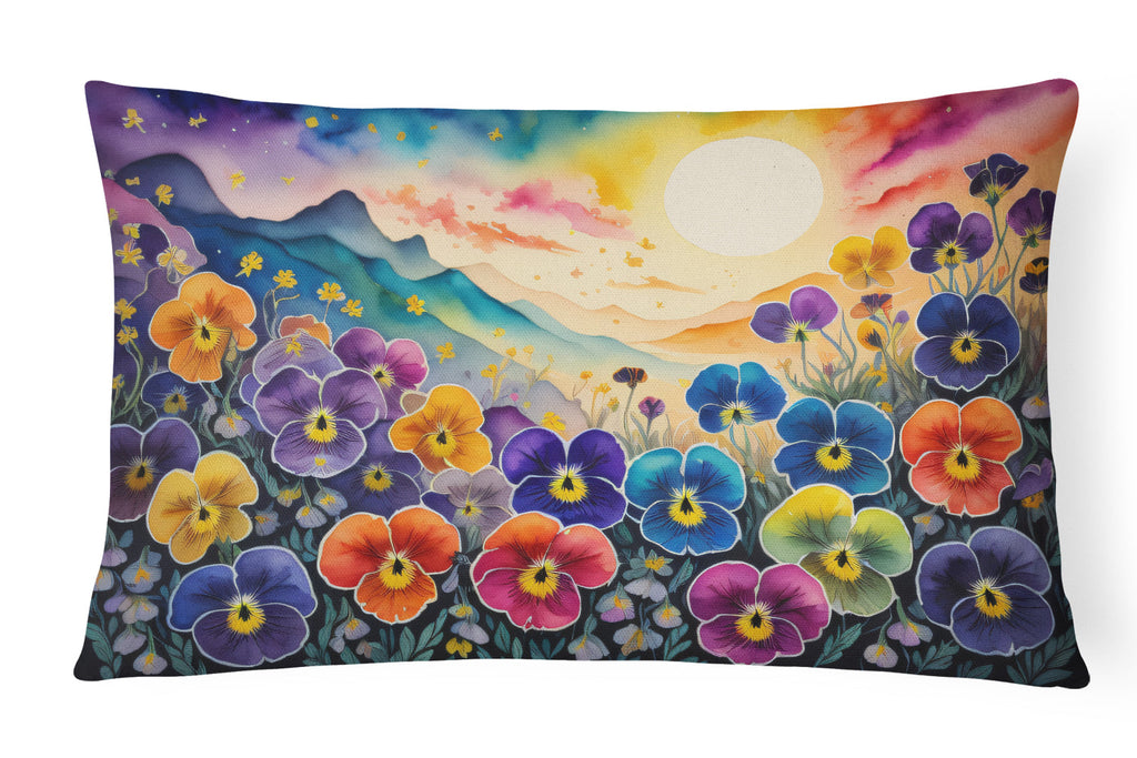 Pansies in Color Decorative Throw Pillow 12x16 Indoor Outdoor Accent Cushion, Fabric Cover with Insert for Sofa, Bed, Porch & Living Room