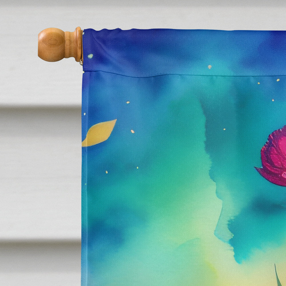 Peonies in Color House Flag 28x40 Porch Sleeve Pole Decorative Outside Yard Banner Artwork Wall Hanging, Polyester
