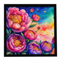 Peonies in Color Framed Metal Print Bathroom, Kitchen, Office, Home Decor Wall Art Ready to Hang, Square, 8X8