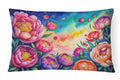 Peonies in Color Decorative Throw Pillow 12x16 Indoor Outdoor Accent Cushion, Fabric Cover with Insert for Sofa, Bed, Porch & Living Room
