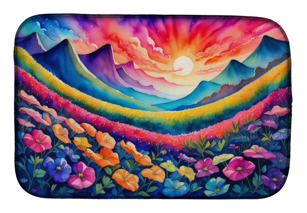 Petunias in Color Dish Drying Mat Absorbent Dish Drying Mat Pad for Kitchen Counter Dish Drainer Mat for Countertop, 14 x 21", Multicolor