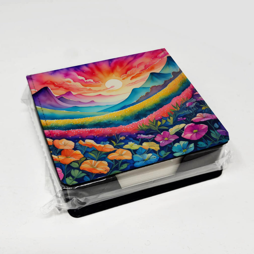 Petunias in Color PU Leather Note Paper Holder with Artist-Designed Cover, Desk Accessory, Office Gift