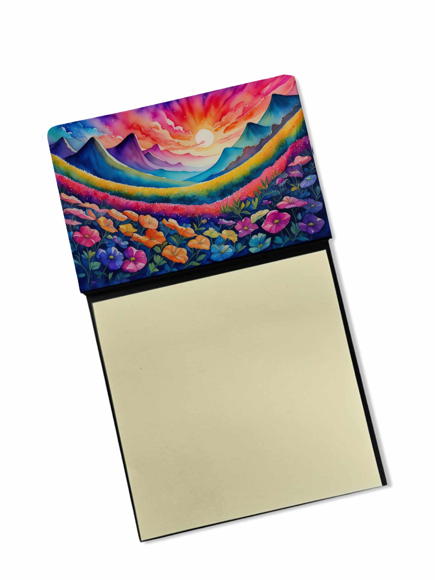 Petunias in Color Watercolor Sticky Note Holder Refillable Dispenser Desk Accessory 3x3 Pad Gift