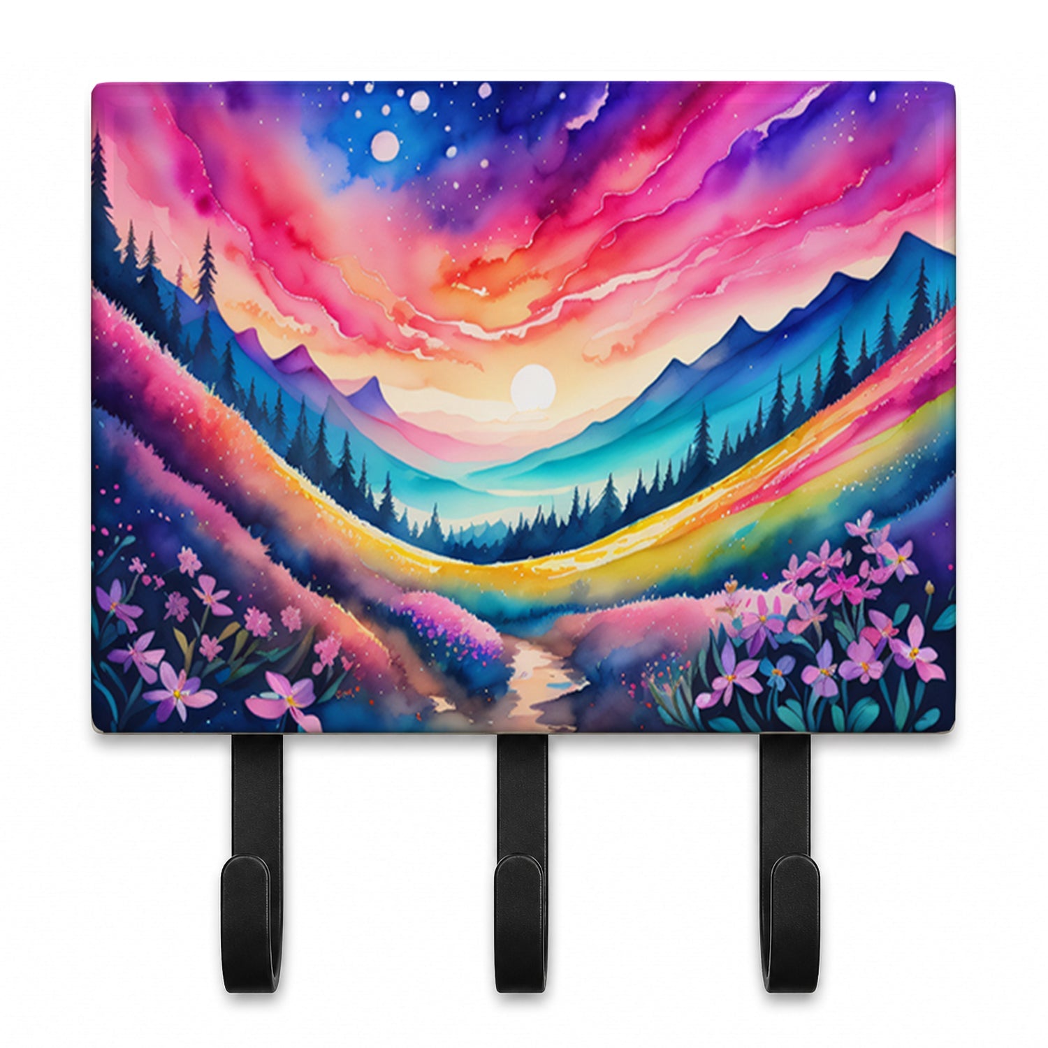 Phlox in Color Leash or Key Holder Wall Hooks, Coat Rack Wall Mount, for Hanging Keys, Towels, Aprons, Leashes