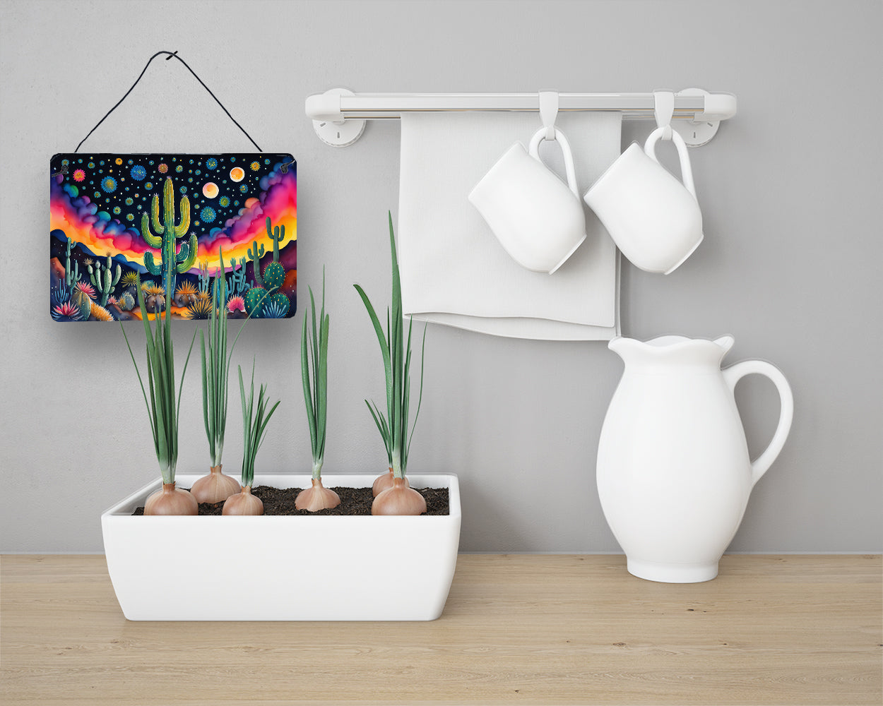 Queen of the Night Cactus in Color Wall or Door Hanging Prints Aluminum Metal Sign Kitchen Wall Bar Bathroom Plaque Home Decor, 8HX12W, Multicolor