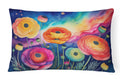Ranunculus in Color Decorative Throw Pillow 12x16 Indoor Outdoor Accent Cushion, Fabric Cover with Insert for Sofa, Bed, Porch & Living Room