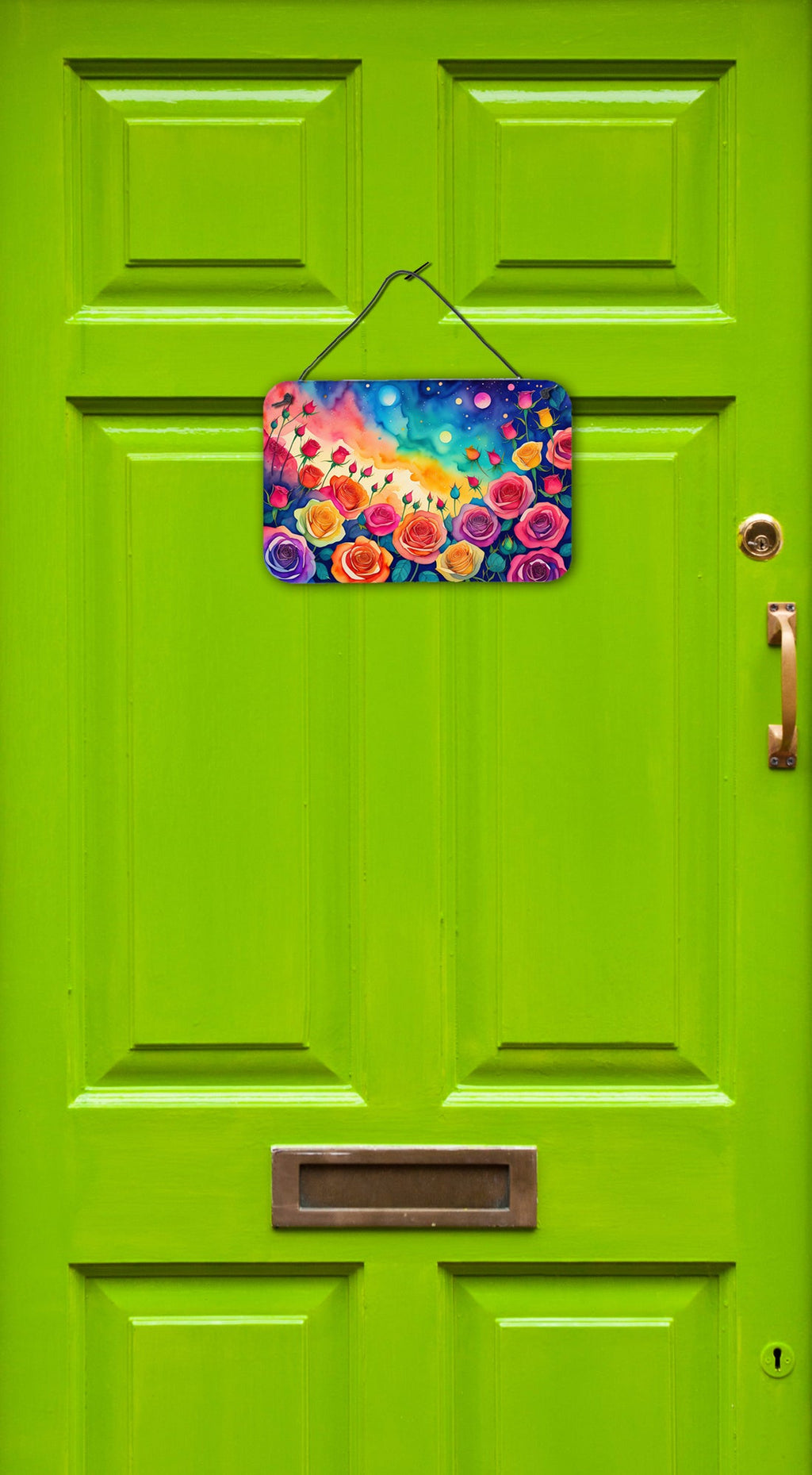 Roses in Color Wall or Door Hanging Prints Aluminum Metal Sign Kitchen Wall Bar Bathroom Plaque Home Decor, 8HX12W, Multicolor
